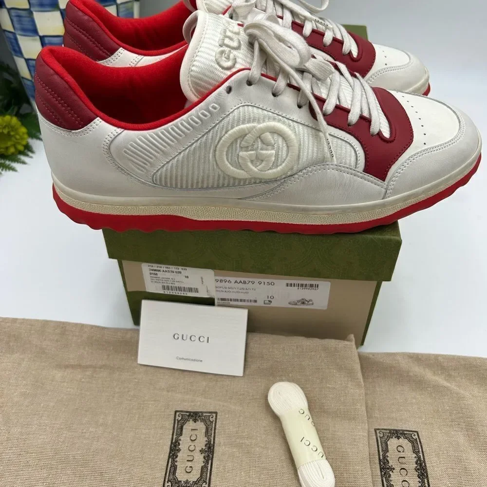 Men’s Gucci Mac 80 low top leather sneakers size 10 made in Italy - Picture 9 of 11